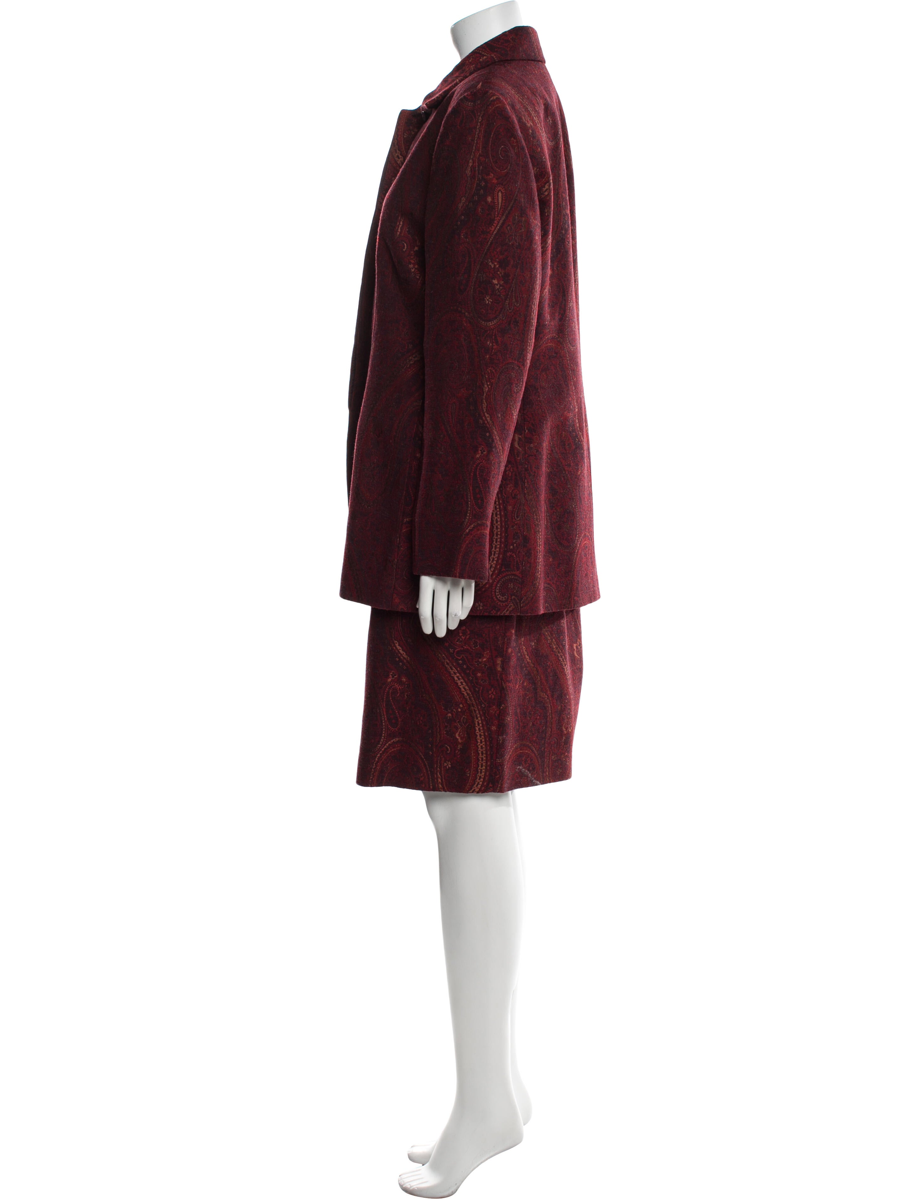 Neiman Marcus Wool Printed Skirt Set