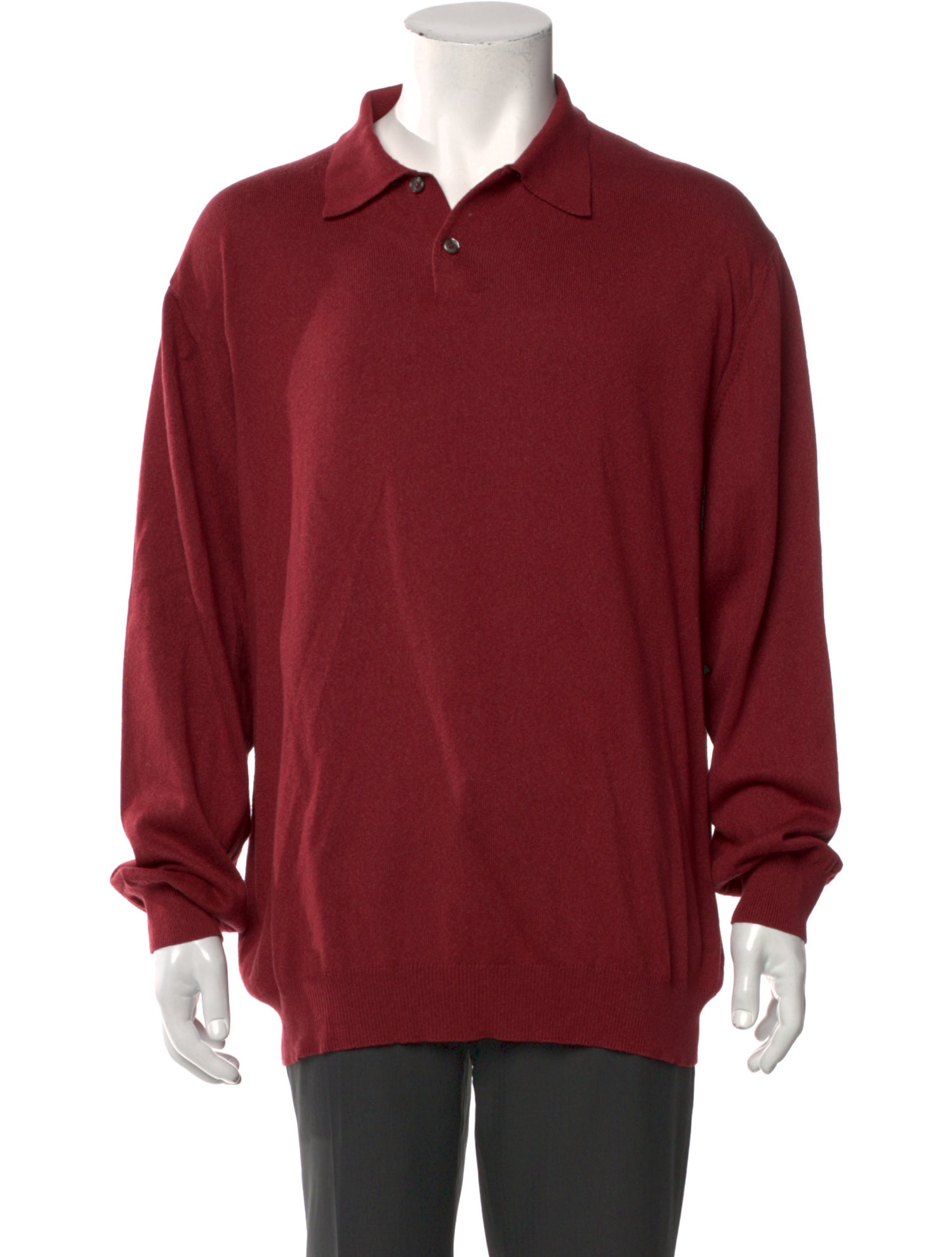 Neiman Marcus Collar Long Sleeve Polo Sweater