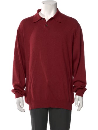 Neiman Marcus Collar Long Sleeve Polo Sweater