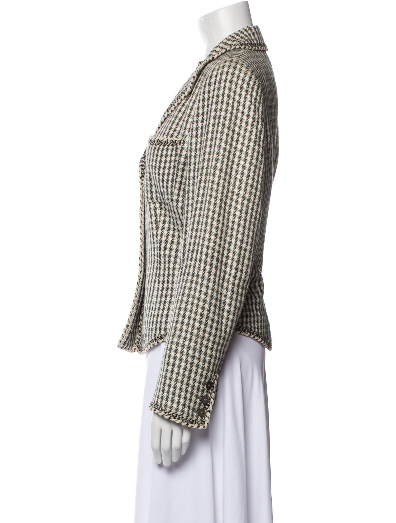 Neiman Marcus Silk Houndstooth Print Blazer