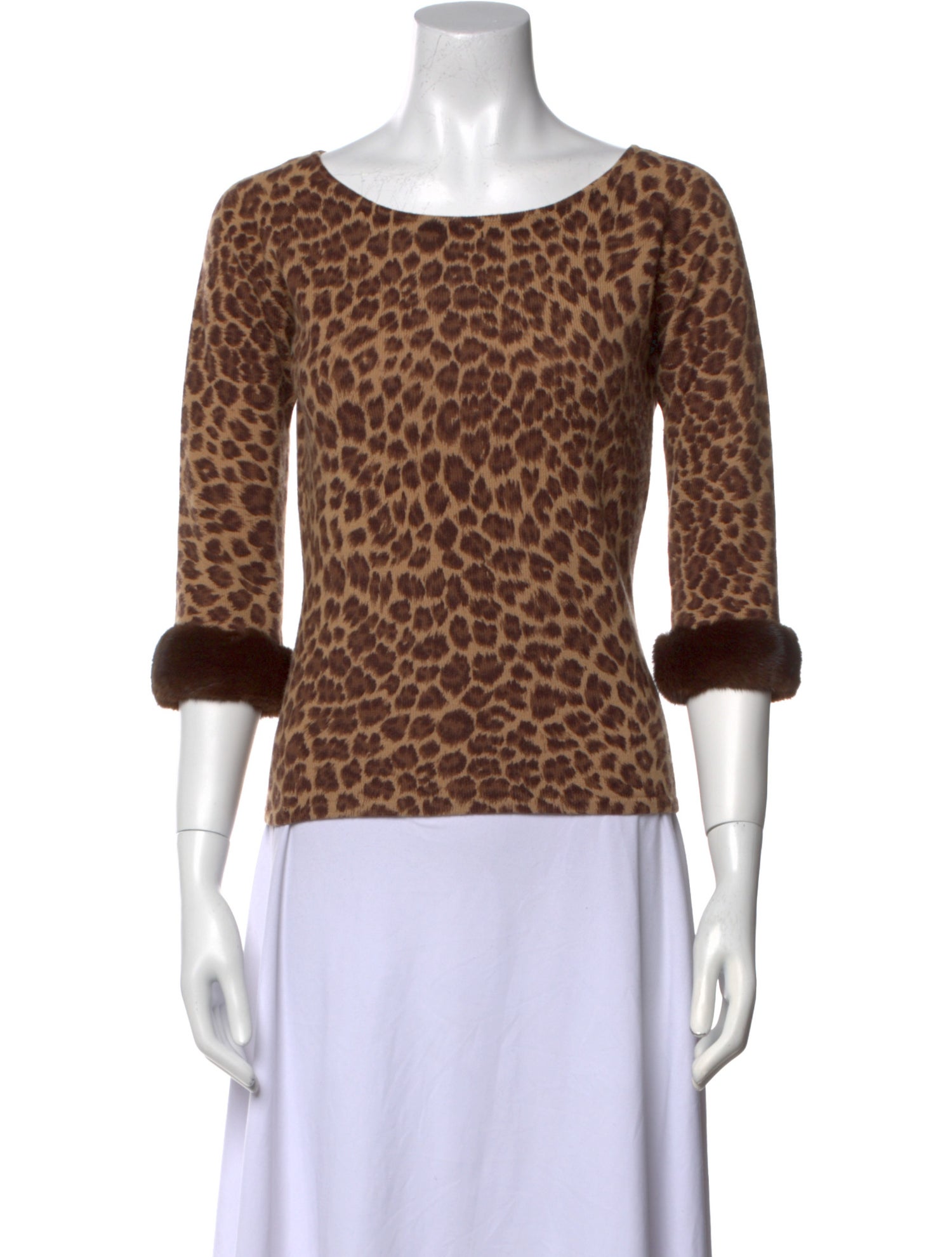 Neiman Marcus Cashmere Animal Print Sweater
