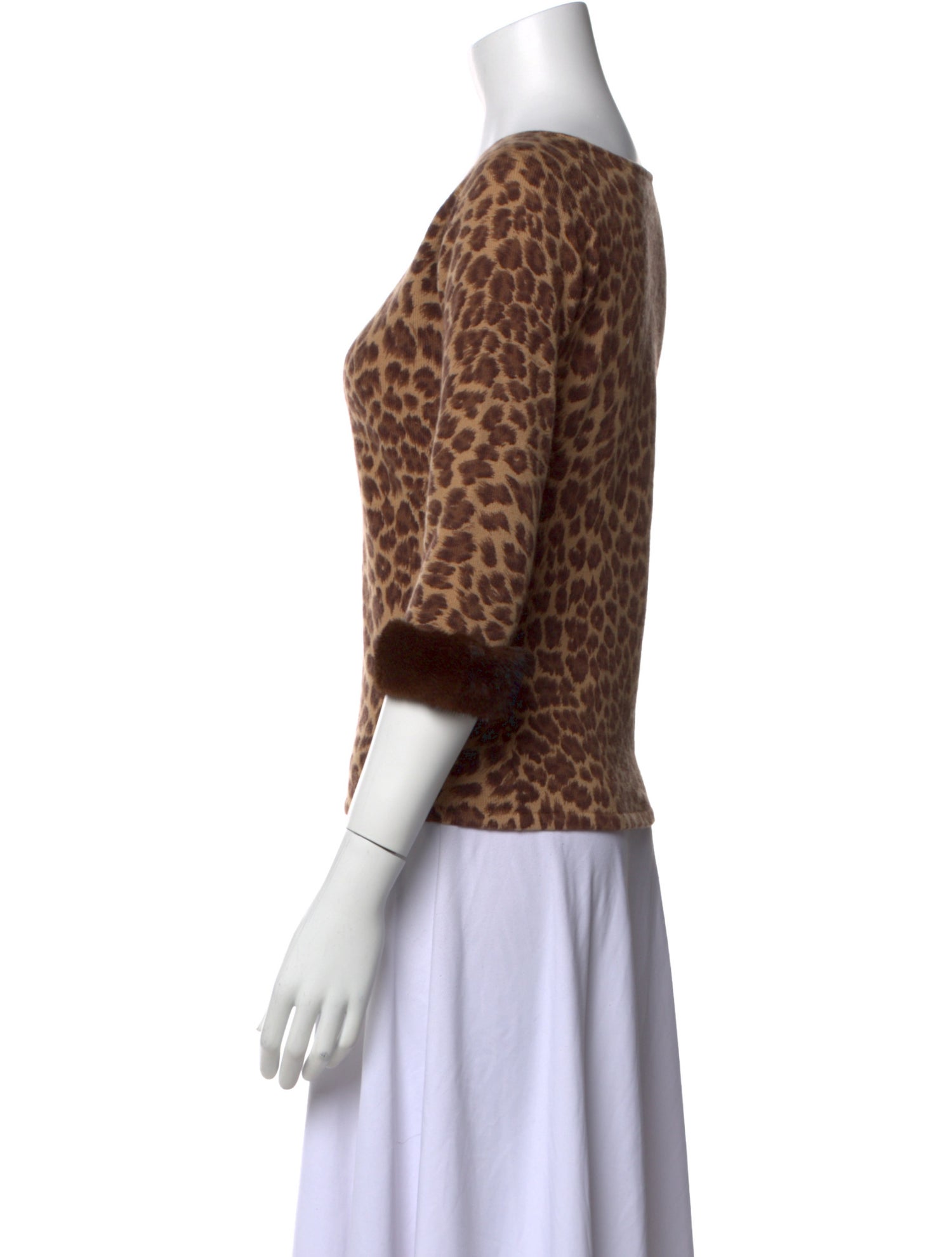 Neiman Marcus Cashmere Animal Print Sweater