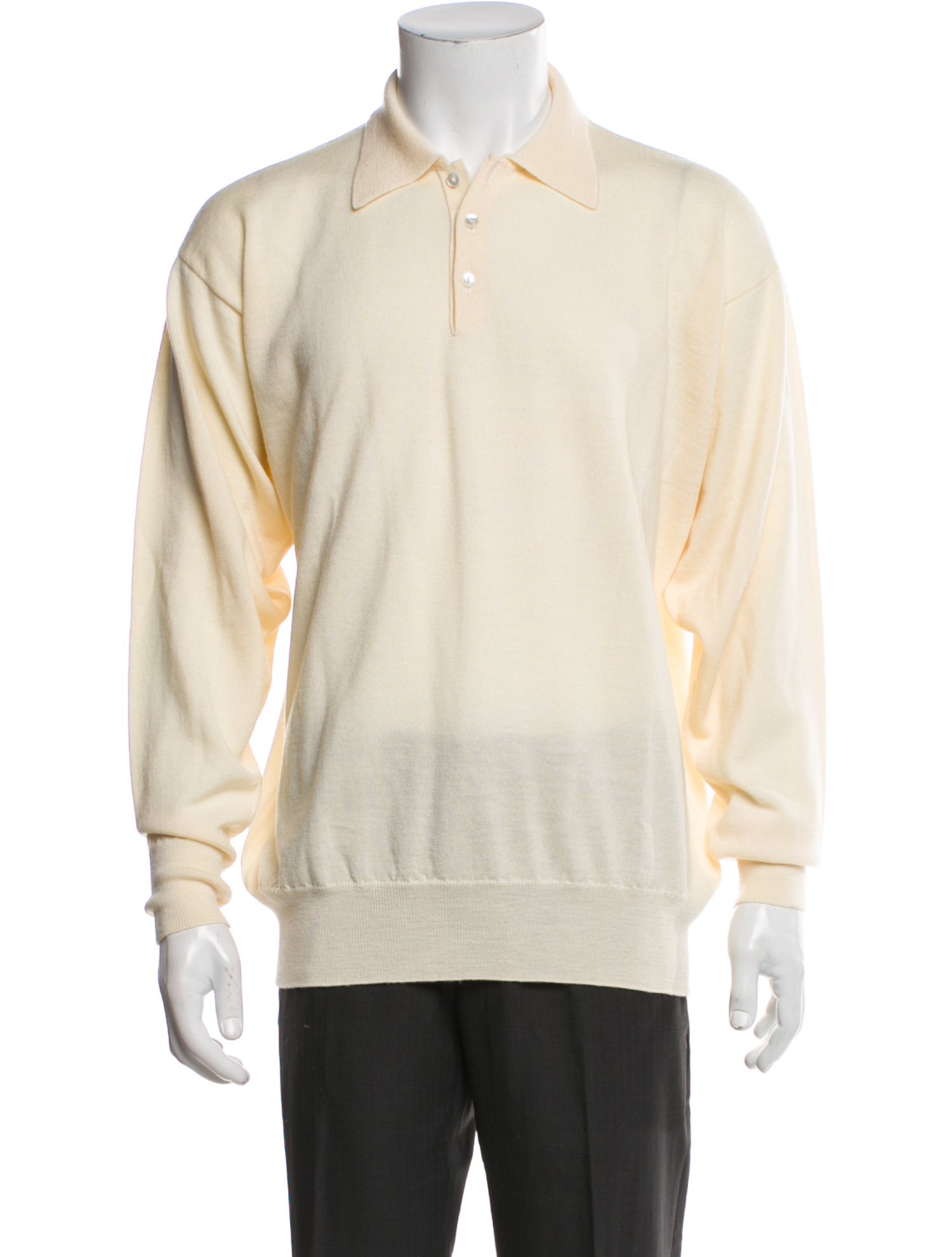 Neiman Marcus Merino Wool Collar Polo Sweater