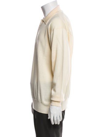 Neiman Marcus Merino Wool Collar Polo Sweater