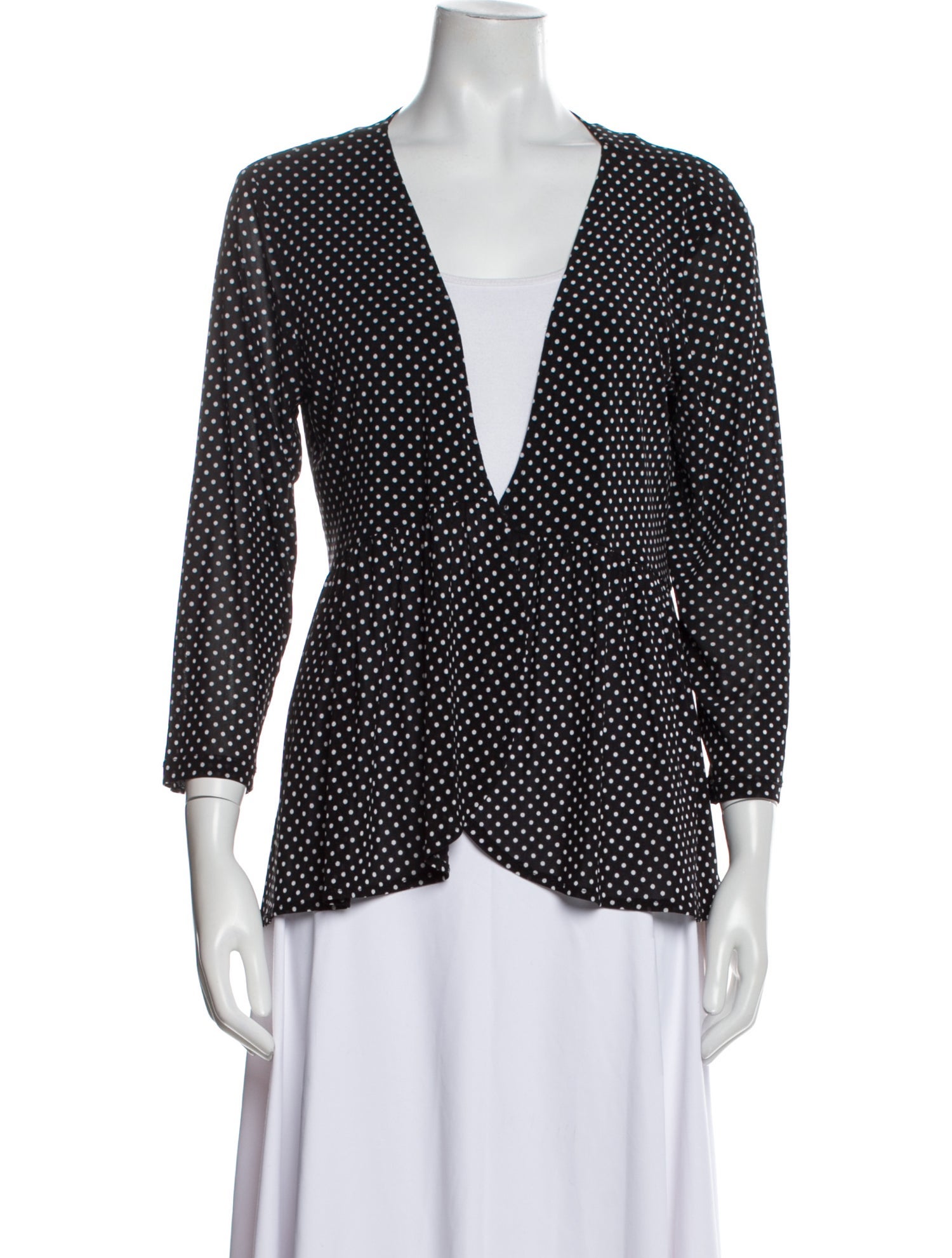 Neiman Marcus Nylon Polka Dot Print Blouse