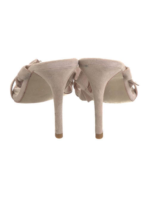 Neiman Marcus Suede Ruffle Embellishment Slides