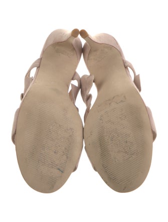 Neiman Marcus Suede Ruffle Embellishment Slides