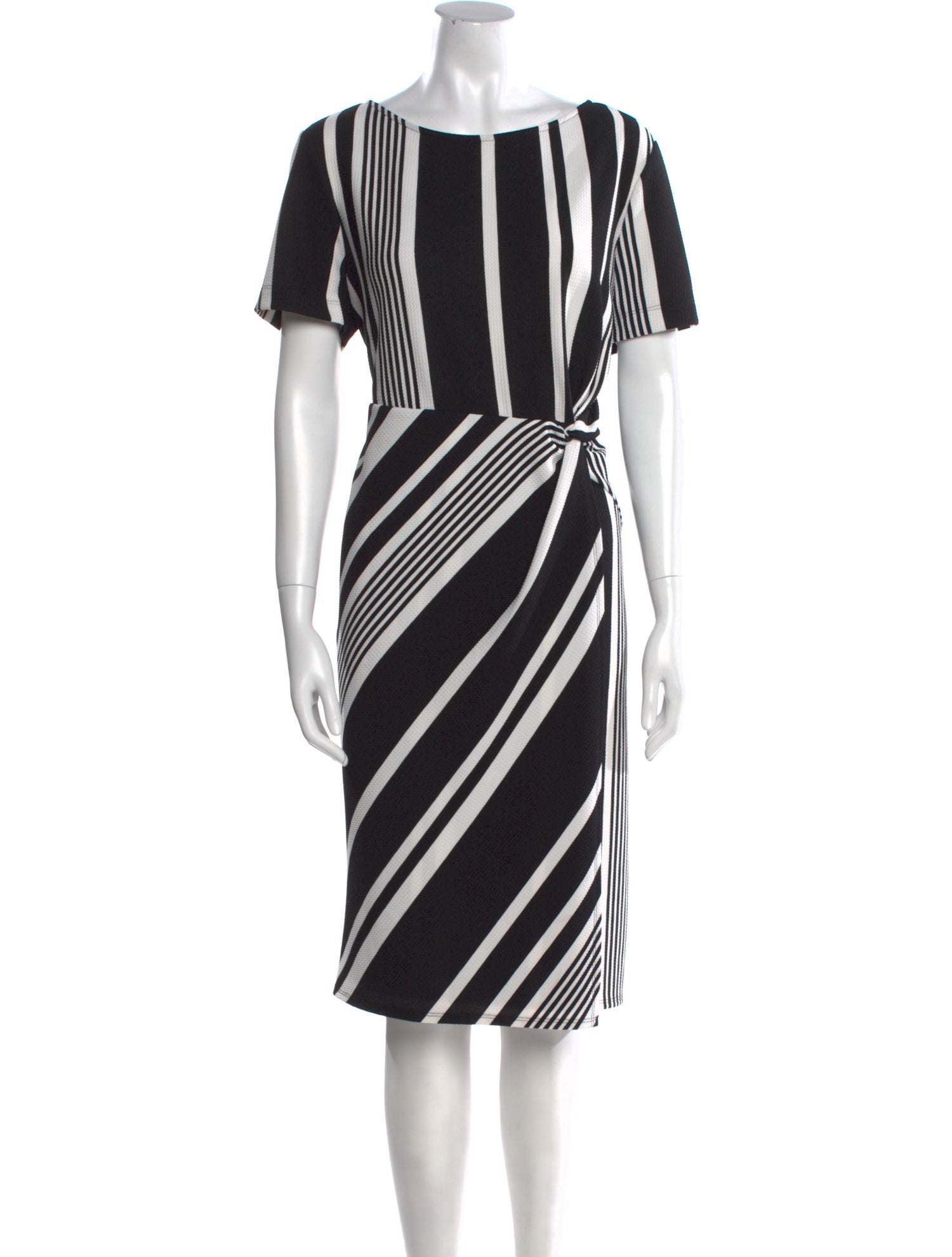 Neiman Marcus Striped Knee-Length Dress