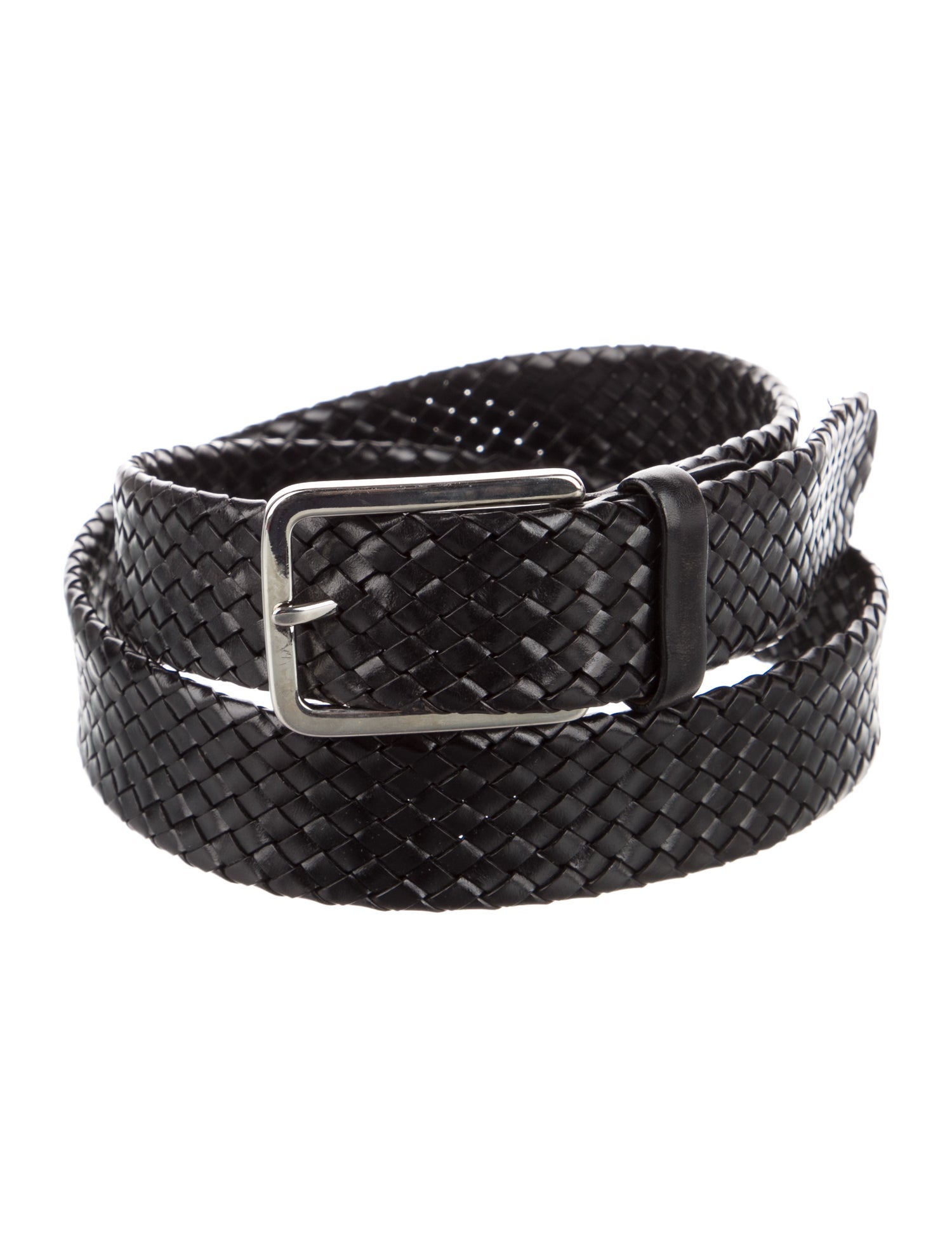 Neiman Marcus Leather Braided Accents Waist Belt