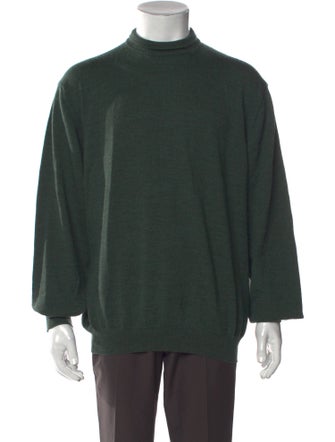 Neiman Marcus Virgin Wool Mock Neck Pullover