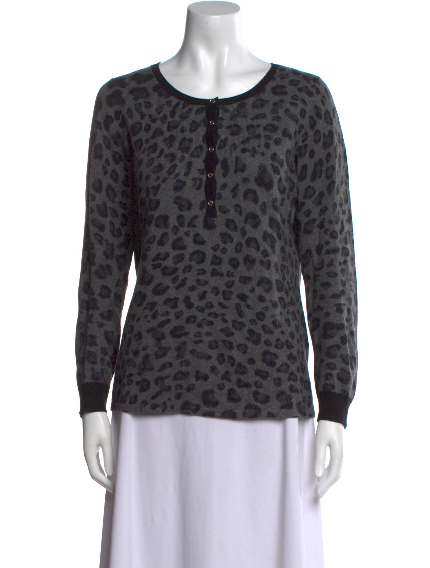 Neiman Marcus Silk Animal Print Sweater