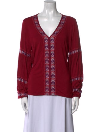 Neiman Marcus V-Neck Long Sleeve Blouse