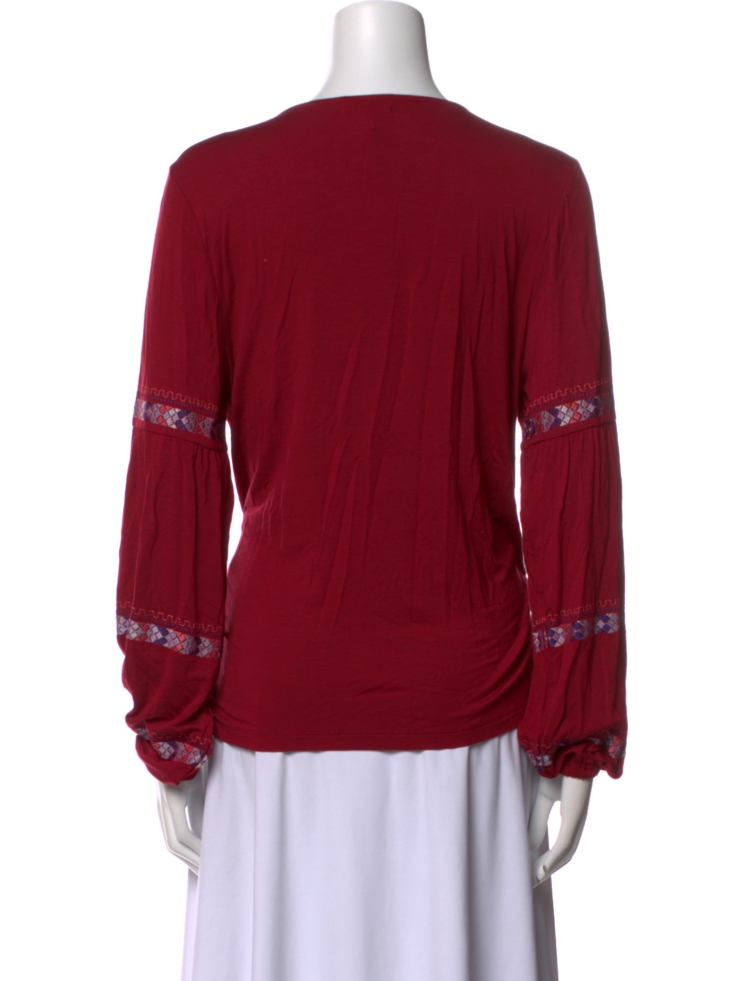 Neiman Marcus V-Neck Long Sleeve Blouse