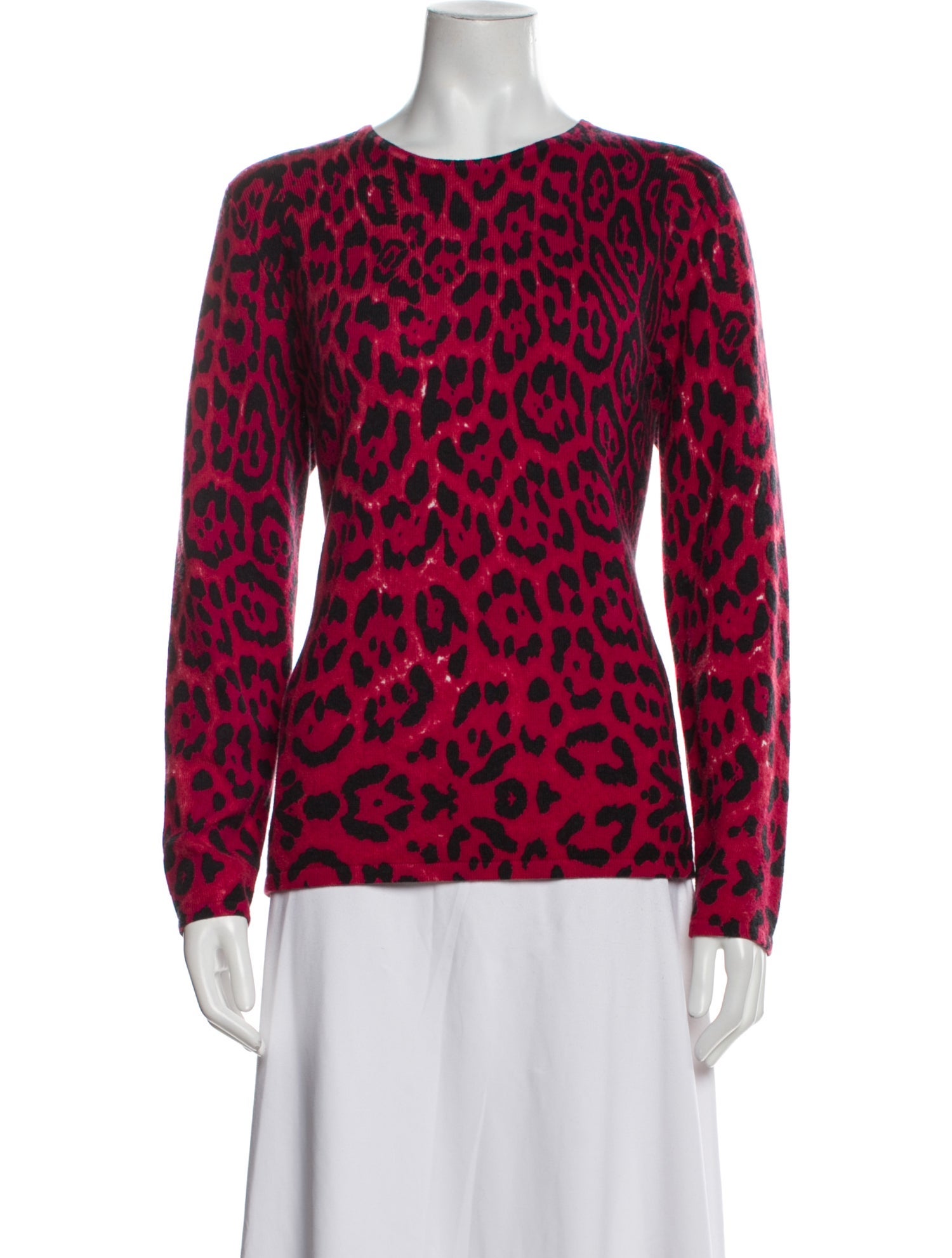 Neiman Marcus Cashmere Animal Print Sweater