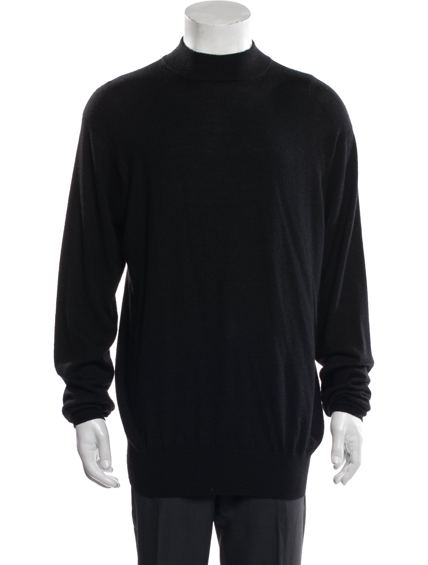 Neiman Marcus Merino Wool Mock Neck Polo Sweater