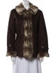 Neiman Marcus Colorblock Pattern Faux Fur Coat