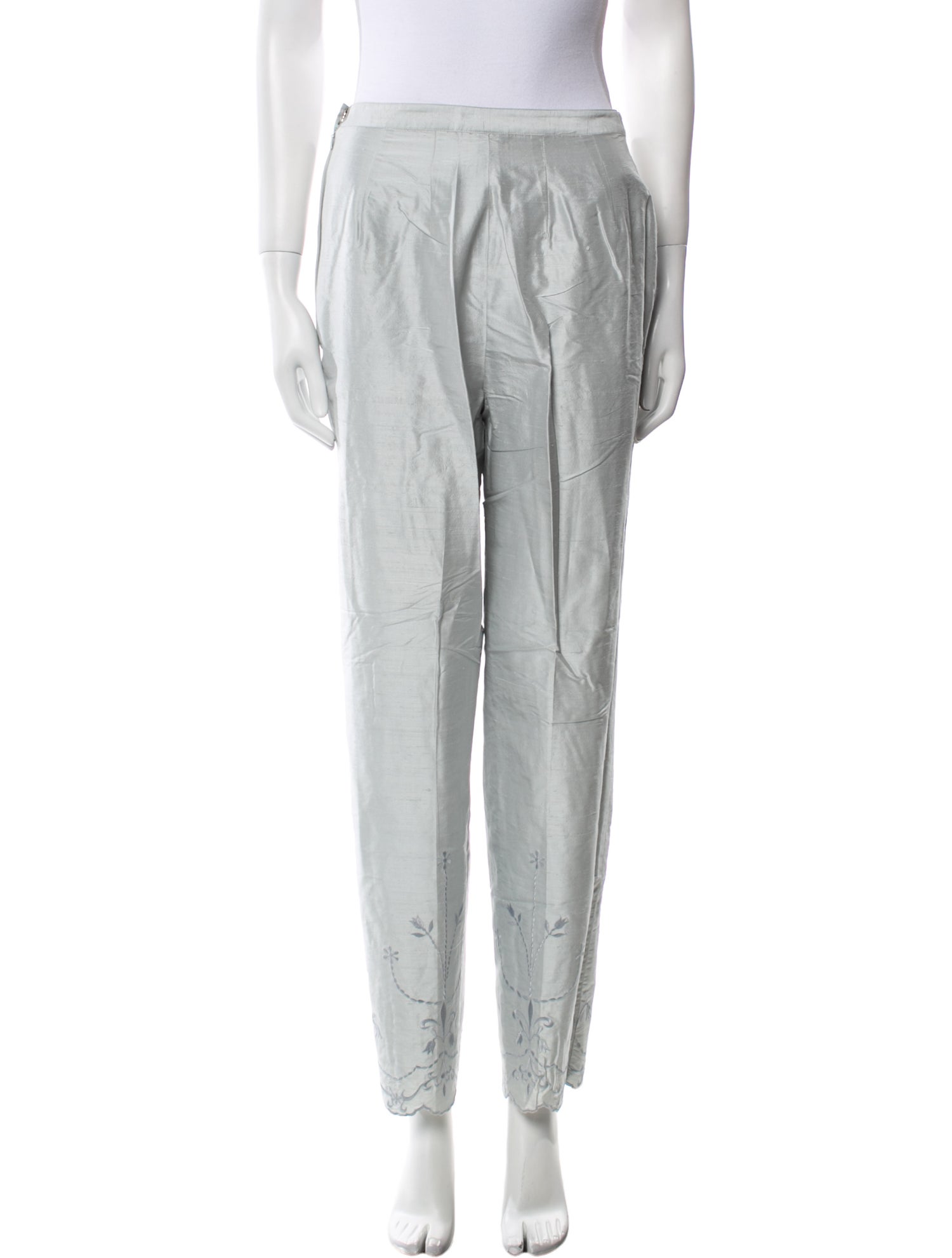 Neiman Marcus Silk Straight Leg Pants