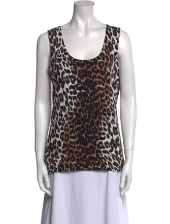 Neiman Marcus Cashmere Animal Print Top