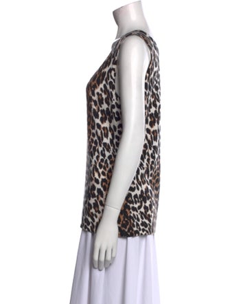 Neiman Marcus Cashmere Animal Print Top