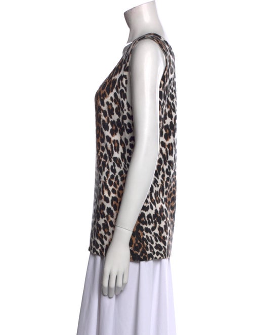 Neiman Marcus Cashmere Animal Print Top