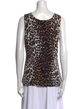 Neiman Marcus Cashmere Animal Print Top