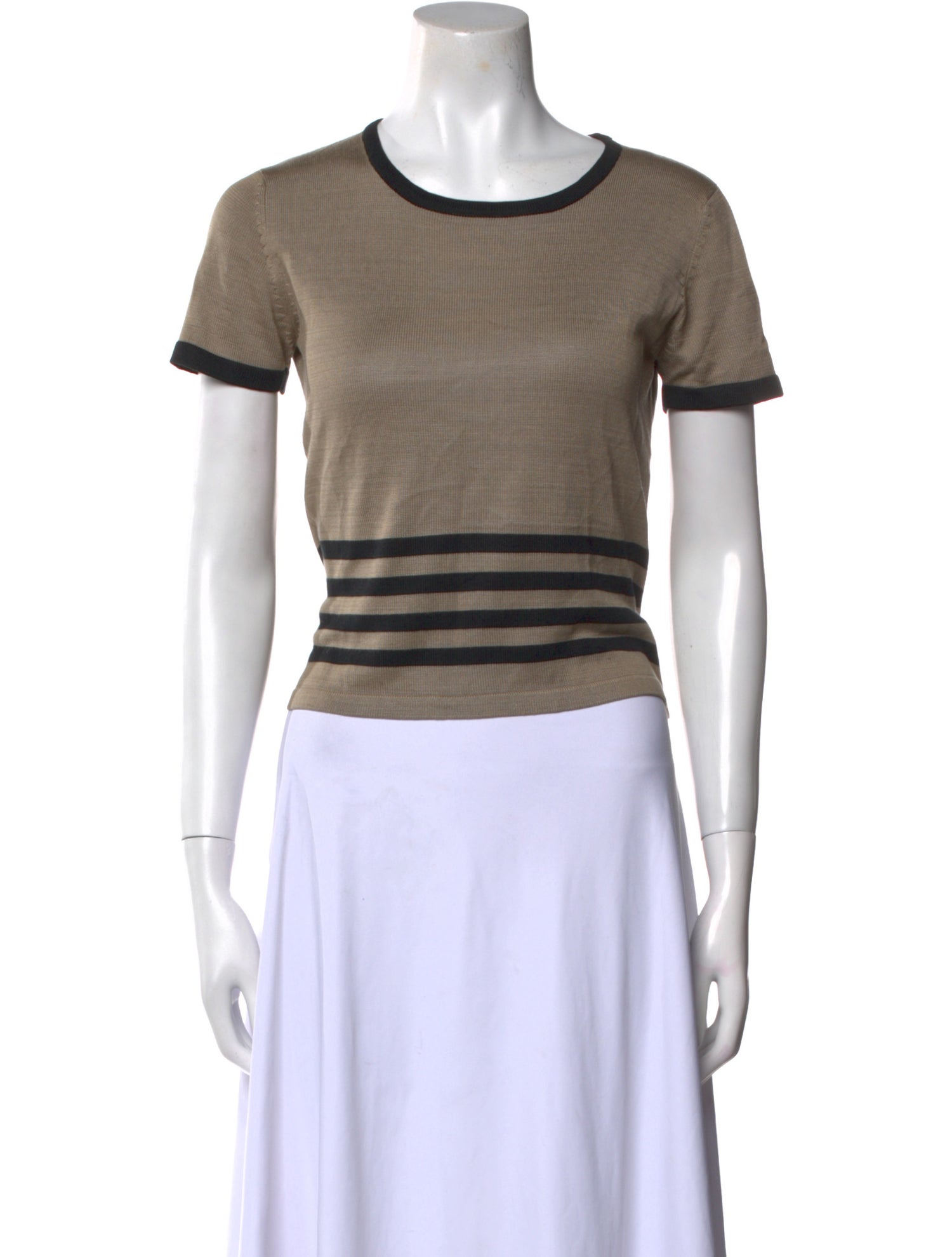 Neiman Marcus Silk Scoop Neck T-Shirt