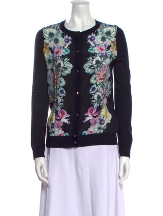 Neiman Marcus Silk Floral Print Sweater