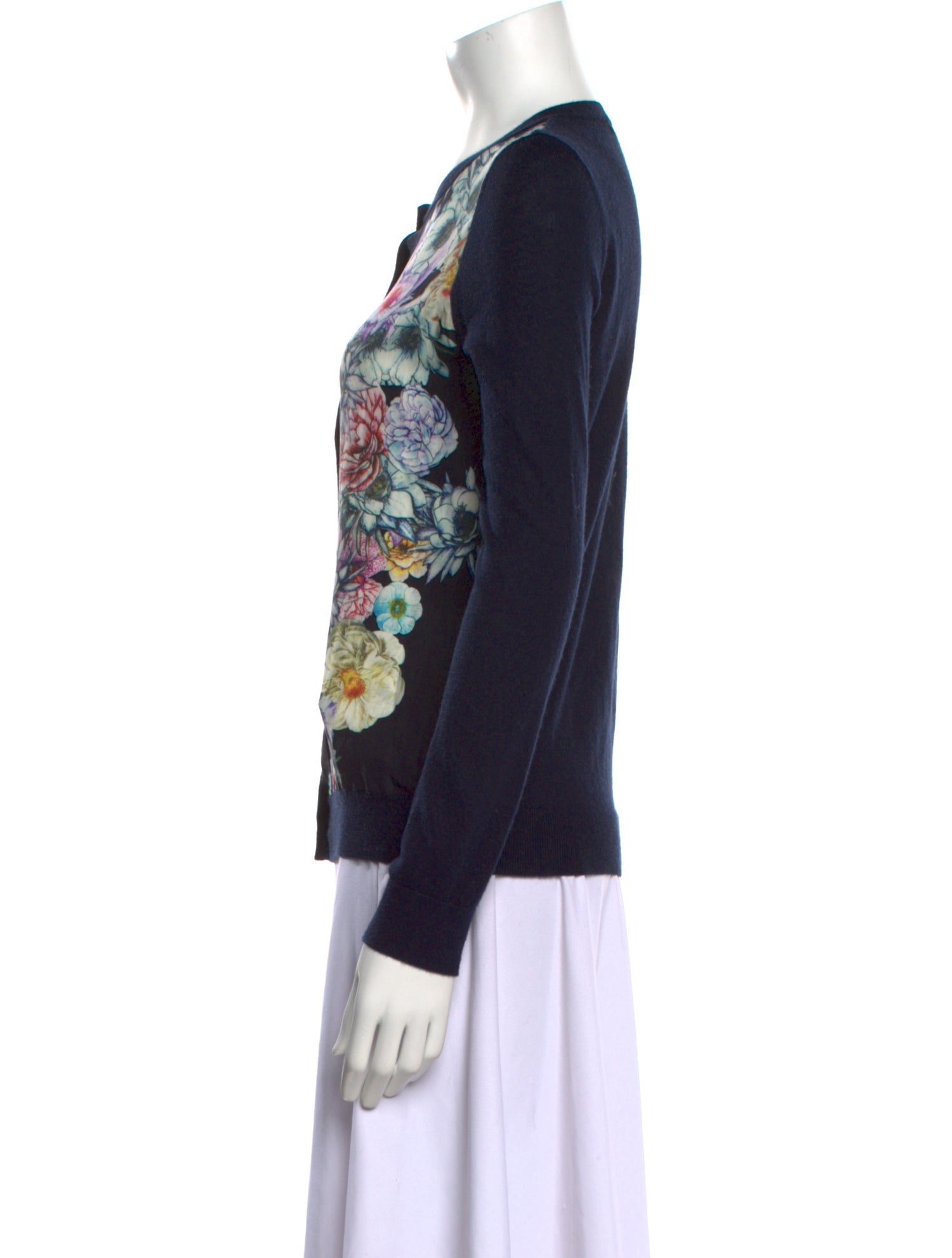 Neiman Marcus Silk Floral Print Sweater