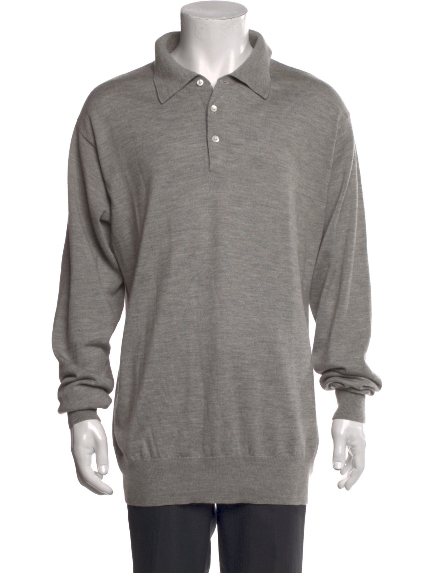 Neiman Marcus Merino Wool Collar Polo Sweater