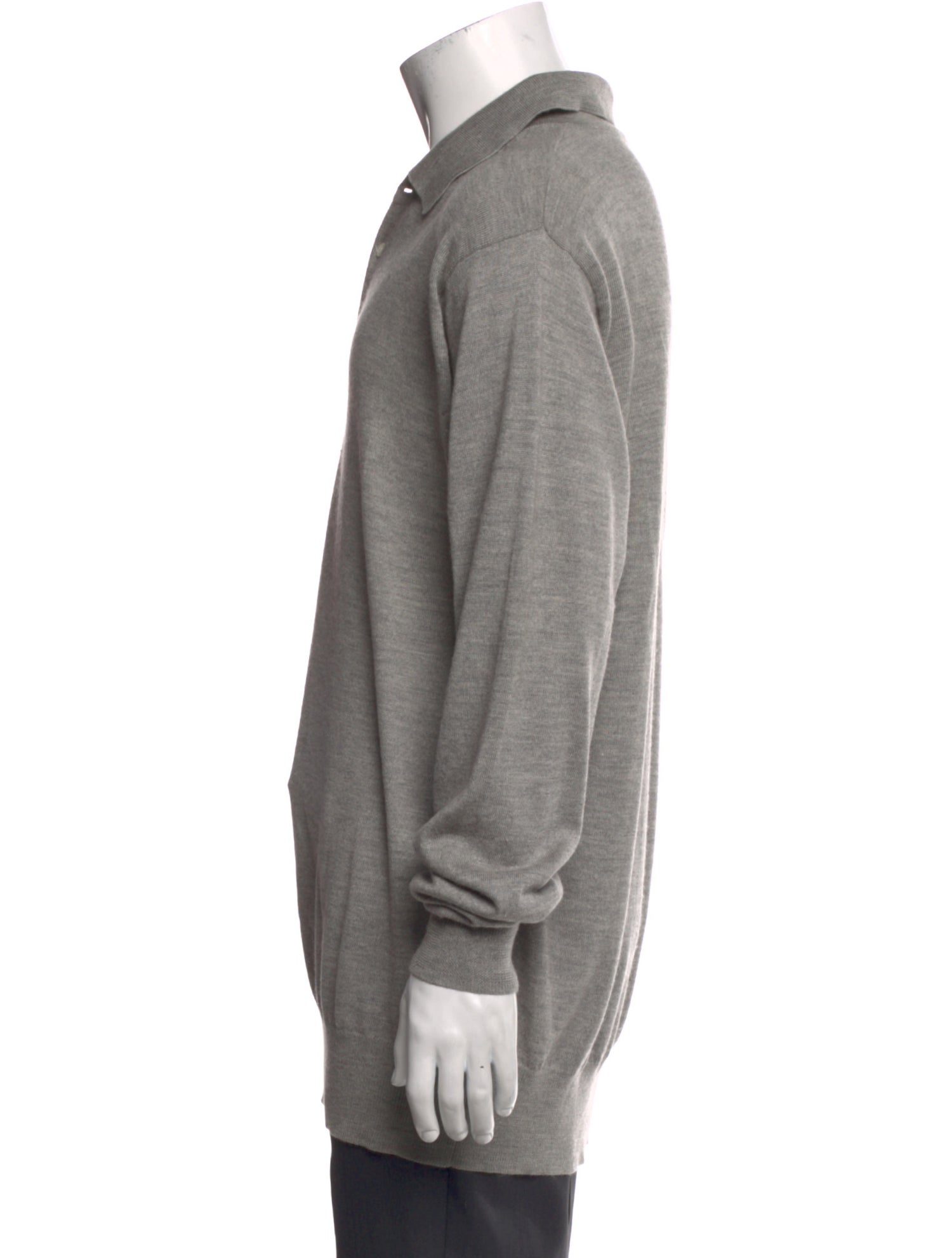 Neiman Marcus Merino Wool Collar Polo Sweater