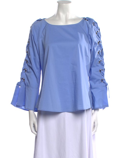 Neiman Marcus Bateau Neckline Three-Quarter Sleeve Blouse