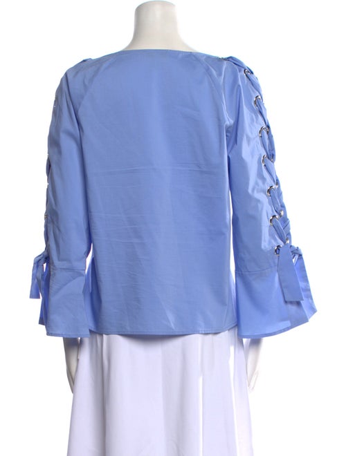 Neiman Marcus Bateau Neckline Three-Quarter Sleeve Blouse