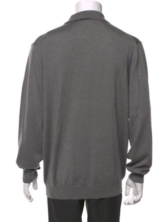 Neiman Marcus Merino Wool Plaid Print Polo Sweater