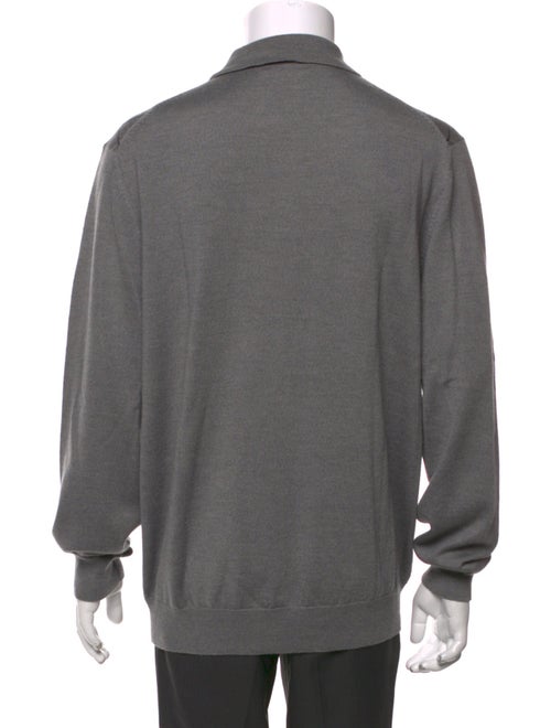 Neiman Marcus Merino Wool Plaid Print Polo Sweater