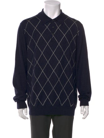 Neiman Marcus Merino Wool Plaid Print Pullover
