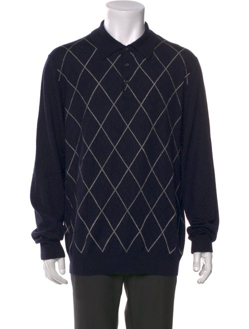 Neiman Marcus Merino Wool Plaid Print Pullover