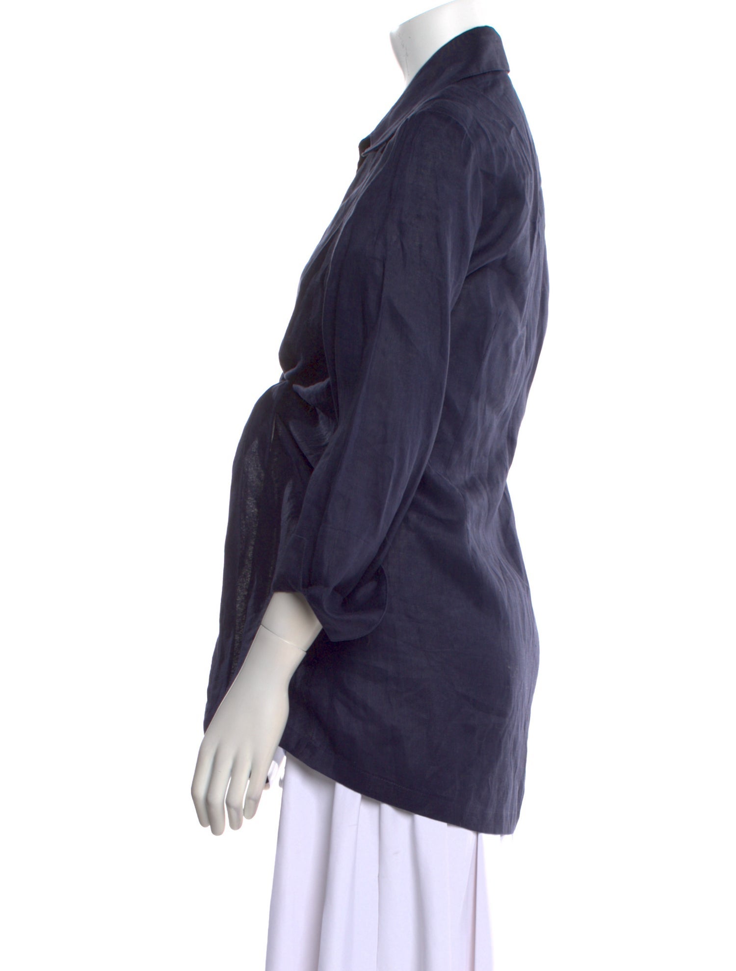 Neiman Marcus Linen Three-Quarter Sleeve Blouse