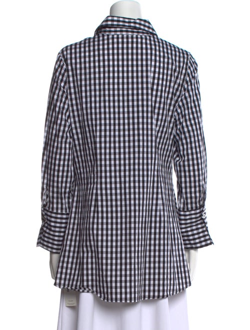 Neiman Marcus Plaid Print Long Sleeve Button-Up Top