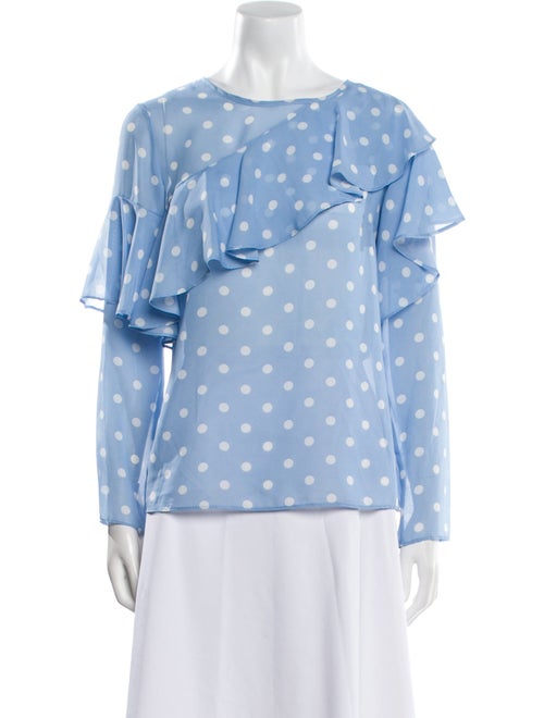 Neiman Marcus Polka Dot Print Bateau Neckline Blouse