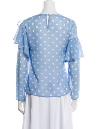 Neiman Marcus Polka Dot Print Bateau Neckline Blouse