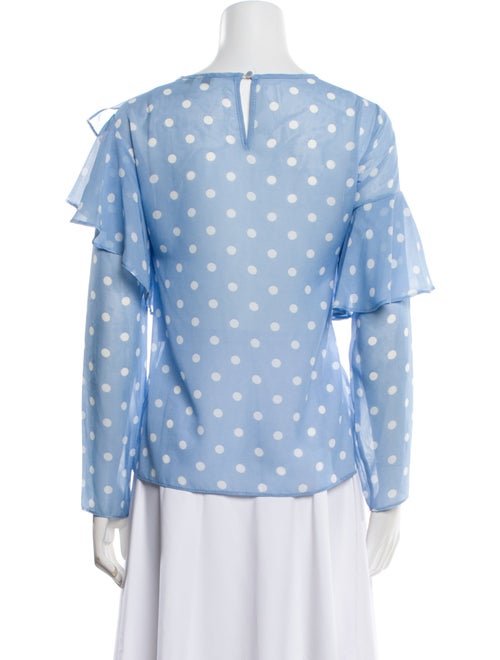 Neiman Marcus Polka Dot Print Bateau Neckline Blouse