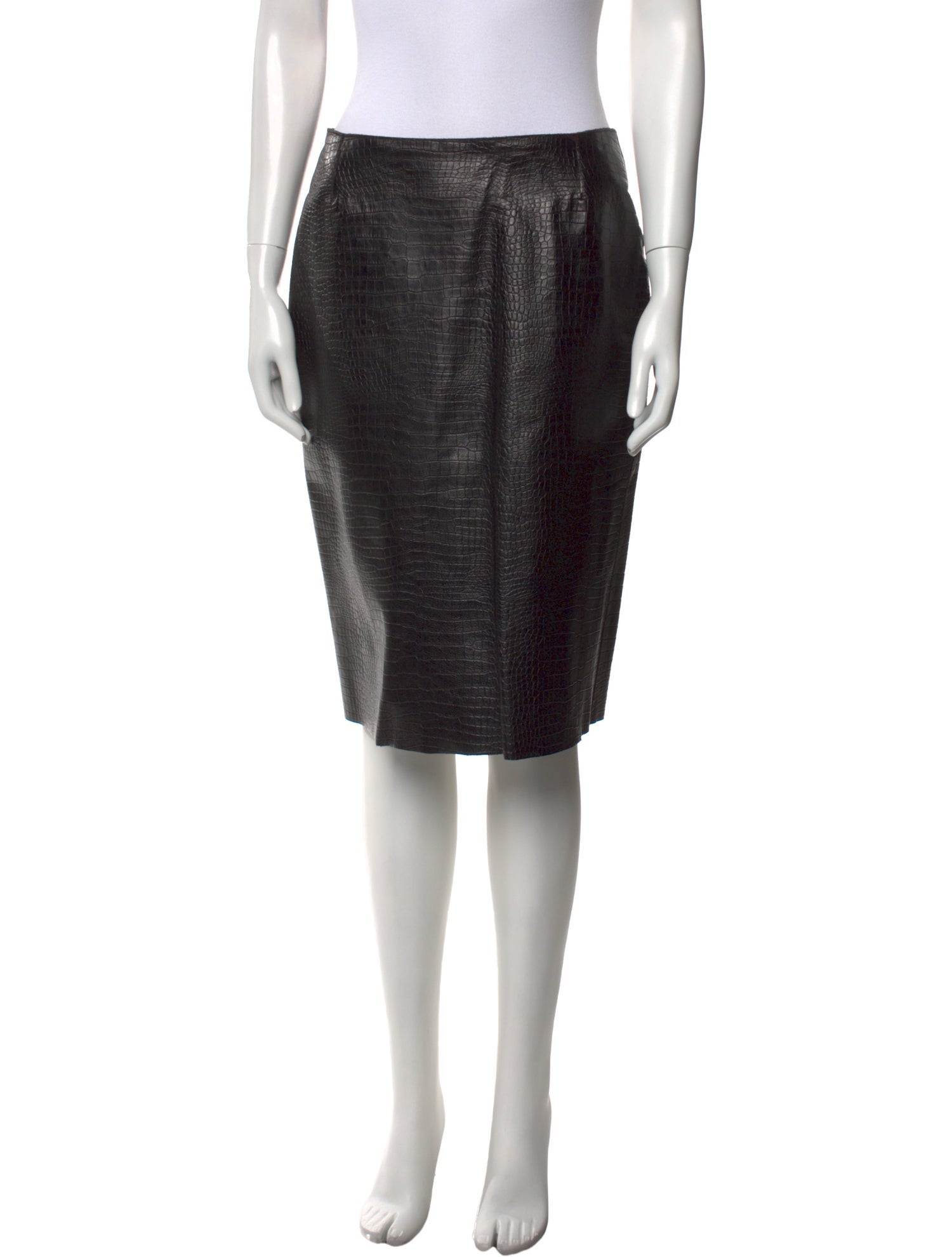 Neiman Marcus Leather Knee-Length Skirt
