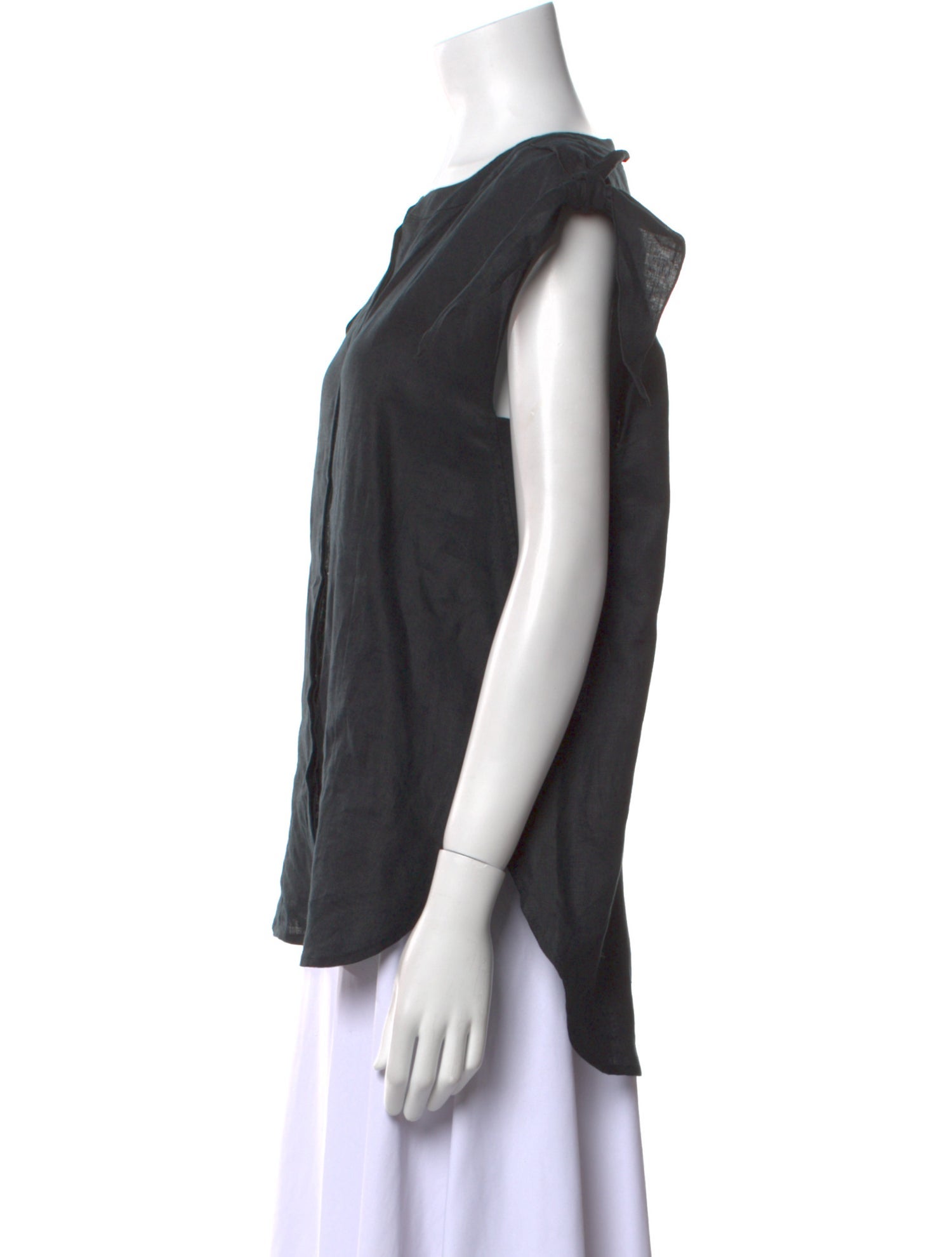 Neiman Marcus Linen Bateau Neckline Blouse