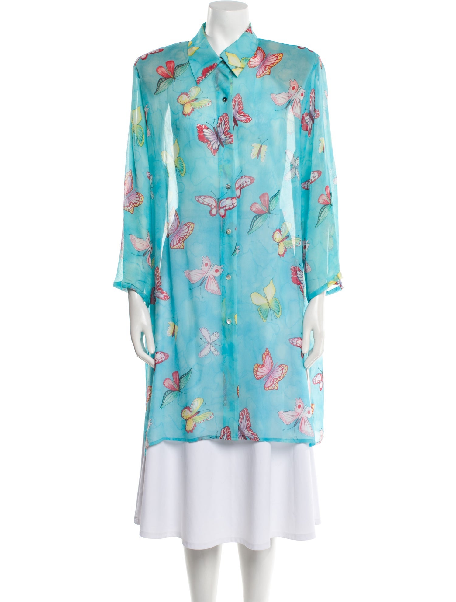 Neiman Marcus Silk Floral Print Tunic
