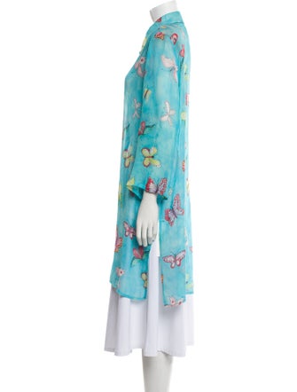 Neiman Marcus Silk Floral Print Tunic