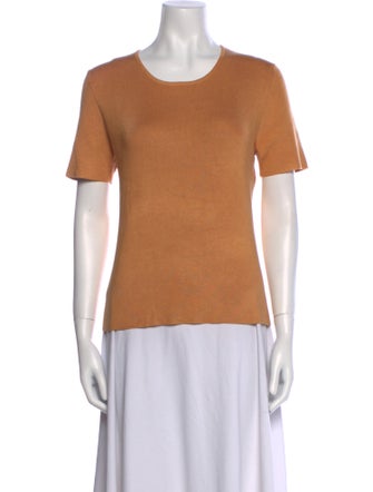 Neiman Marcus Silk Scoop Neck T-Shirt
