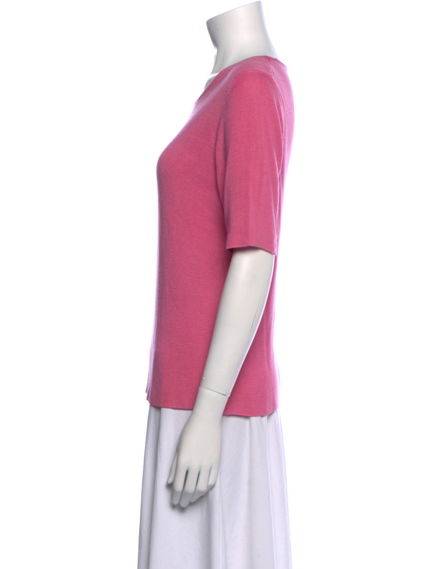 Neiman Marcus Silk Scoop Neck T-Shirt