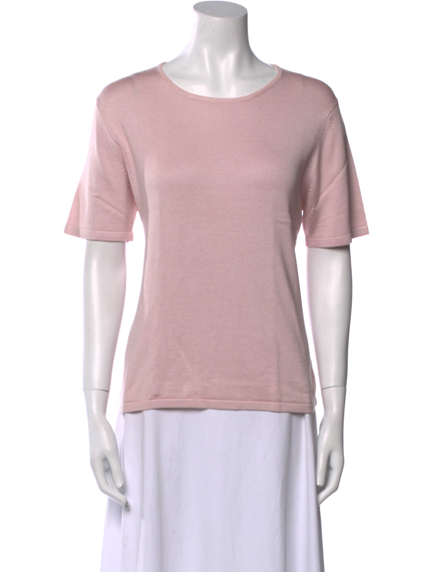 Neiman Marcus Silk Scoop Neck T-Shirt
