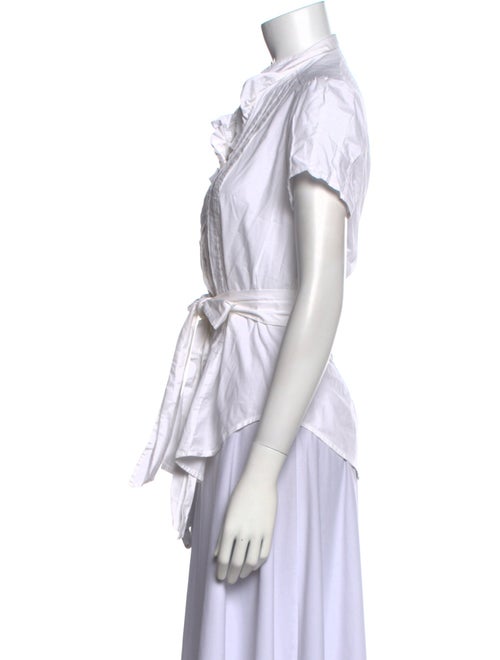 Neiman Marcus Short Sleeve Button-Up Top