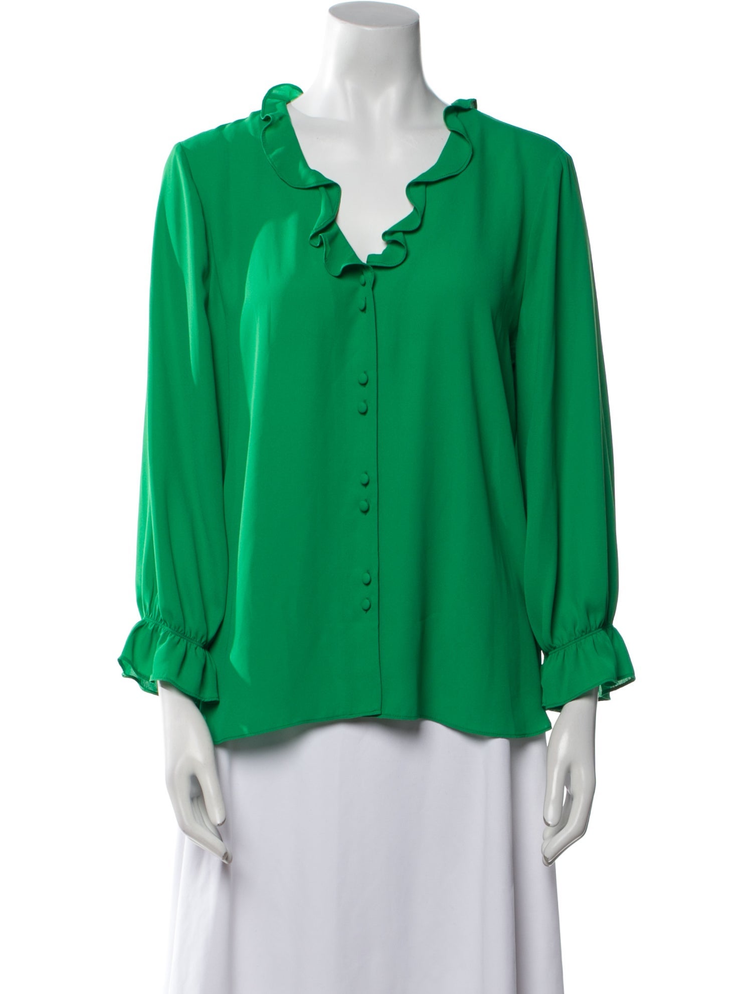 Neiman Marcus V-Neck Three-Quarter Sleeve Blouse